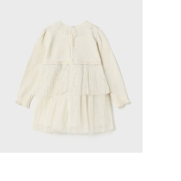 Mayoral Knit Tulle Dress Baby Toddler Girl Cream 36M - Picture 3 of 10